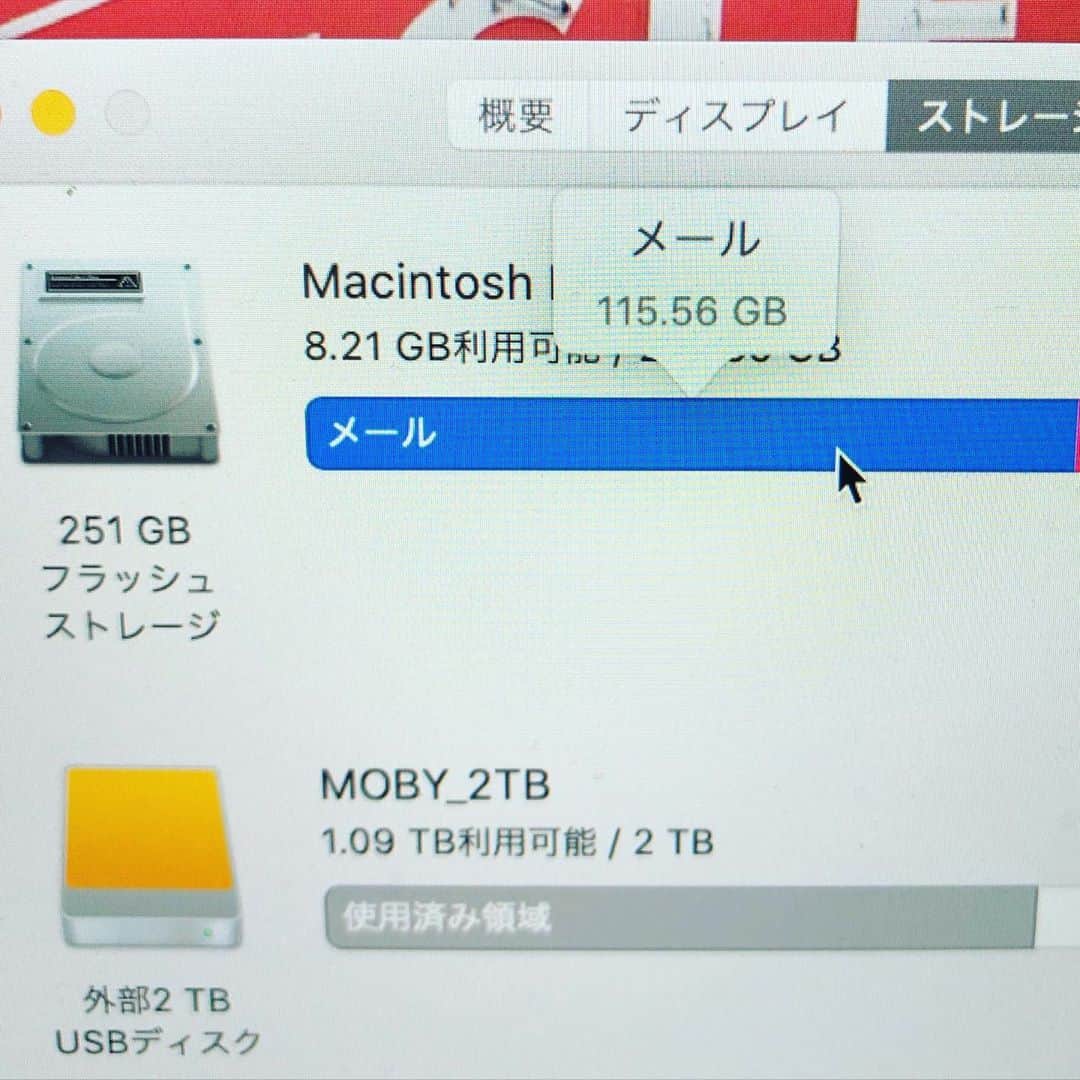 のインスタグラム：「どう考えてもおかしいんですよね... メールで115GBも使うはずないのに... #Mac」