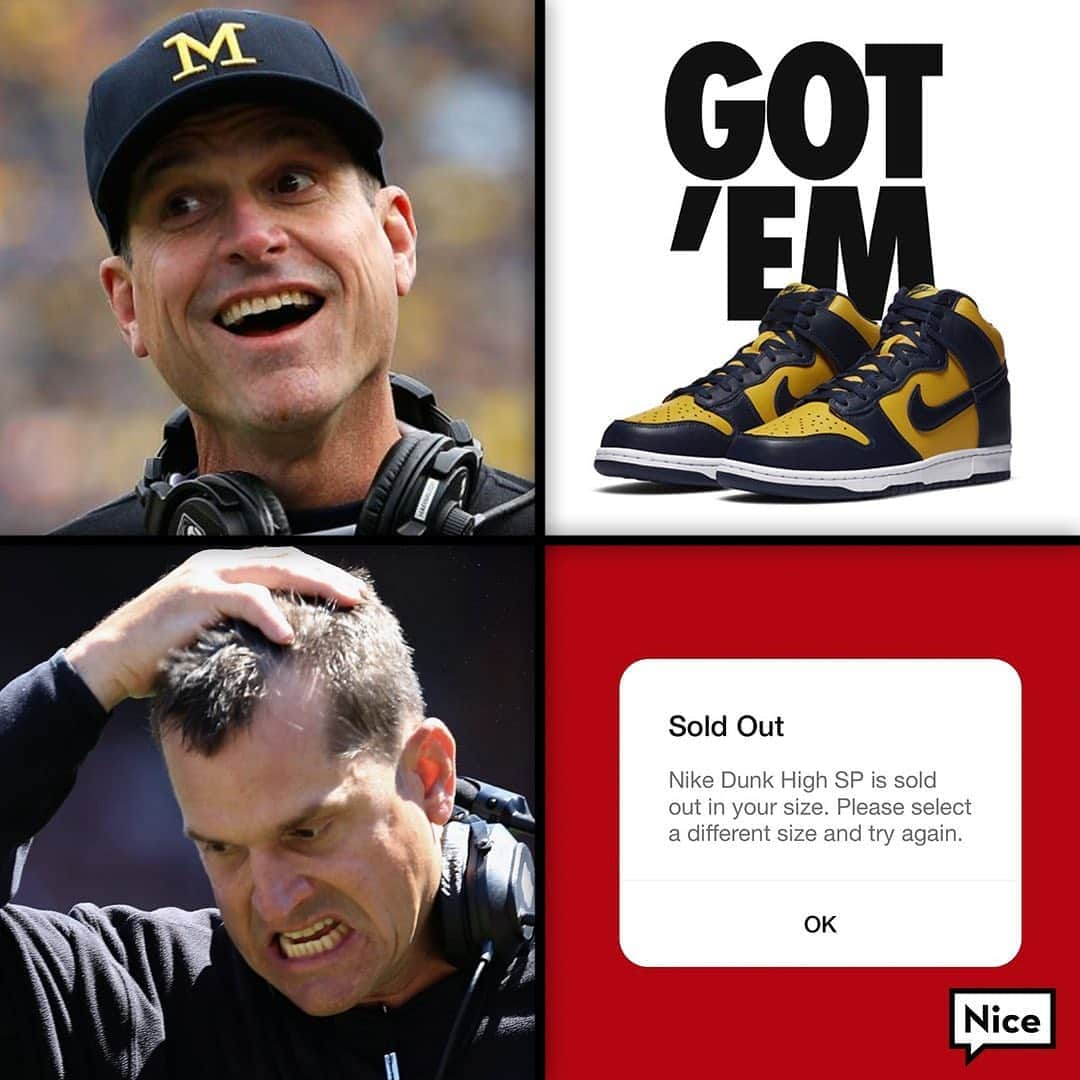 Nice Kicksさんのインスタグラム写真 - (Nice KicksInstagram)「Which Jim Harbaugh were you this morning? 😃🤬 #GoBlue」9月24日 1時10分 - nicekicks