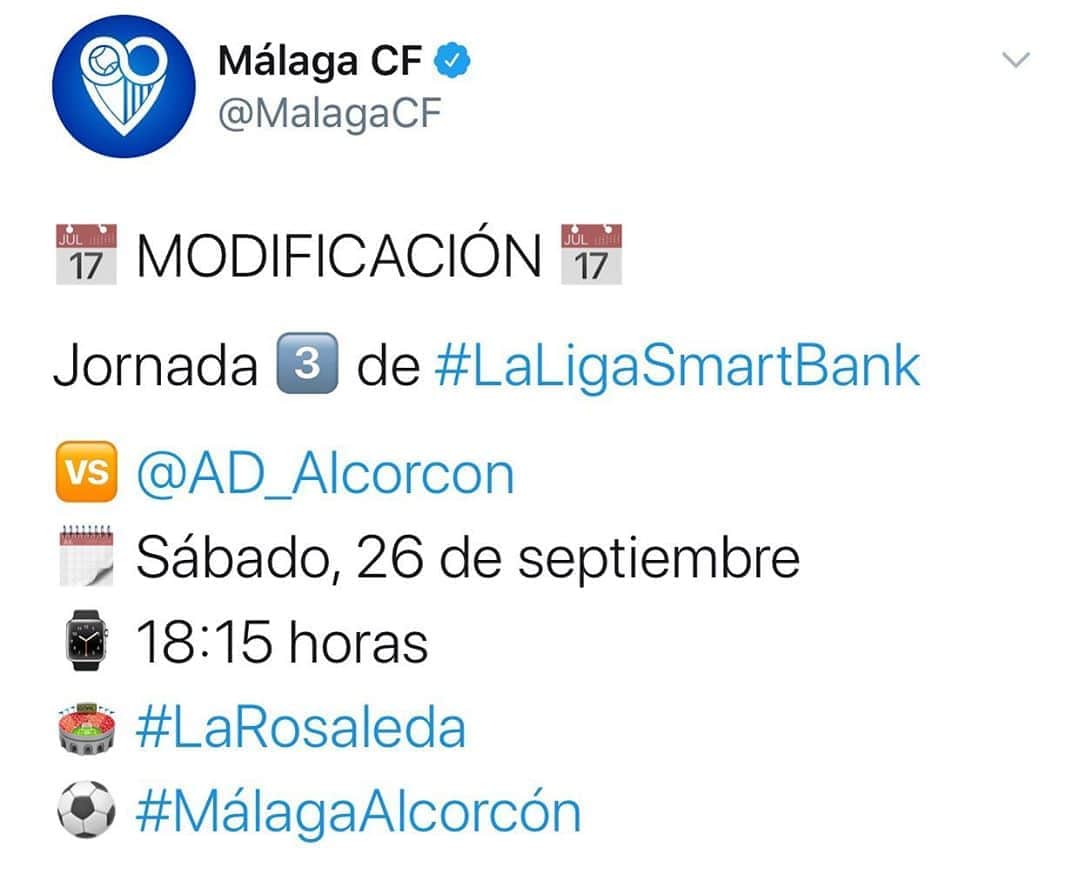 マラガCFさんのインスタグラム写真 - (マラガCFInstagram)「📅 MODIFICACIÓN 📅 . Jornada 3⃣ de #LaLigaSmartBank . 🆚 @adalcorconsad  🗓️ Sábado, 26 de septiembre ⌚️ 18:15 horas 🏟️ #LaRosaleda ⚽️ #MálagaAlcorcón」9月24日 1時37分 - malagacf