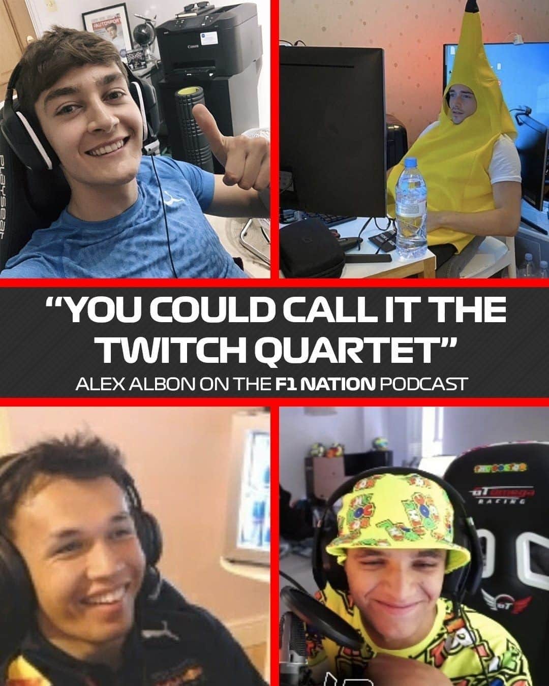 F1さんのインスタグラム写真 - (F1Instagram)「The @Twitch quartet 🤟⁣ ⁣ @Alex_Albon opened up about his friendship with @georgerussell63, @charles_leclerc  and @landonorris on the latest F1 Nation podcast 🔊⁣ ⁣ You can listen to the podcast on your favourite audio platforms 📲⁣ ⁣ #F1 #Formula1 #Twitch #Albon #Russell #Lando #Leclerc」9月24日 1時42分 - f1