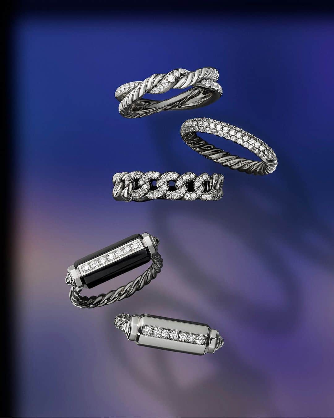 デビッドヤーマンのインスタグラム：「A season for self-expression. Layer our Silver Ice® rings to convey your individuality and personal style. #DavidYurman」