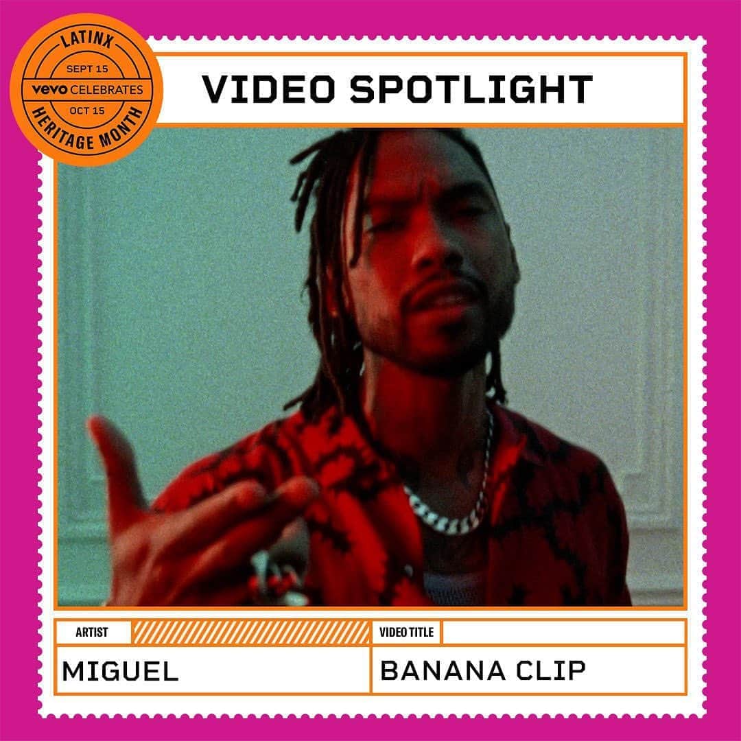 Vevoさんのインスタグラム写真 - (VevoInstagram)「@Miguel's "Banana Clip" (Spanish Version) is our second video spotlight for Latinx Heritage Month. Upon the initial release of his 'Te Lo Dije' EP, the afro-Mexican singer asked fans, "How's my Spanish coming?" We think it's coming along perfectly. 🔥 ⠀⠀⠀⠀⠀⠀⠀⠀⠀ ▶️[Link in bio] #Miguel #BananaClip #LatinxHeritageMonth」9月24日 6時34分 - vevo