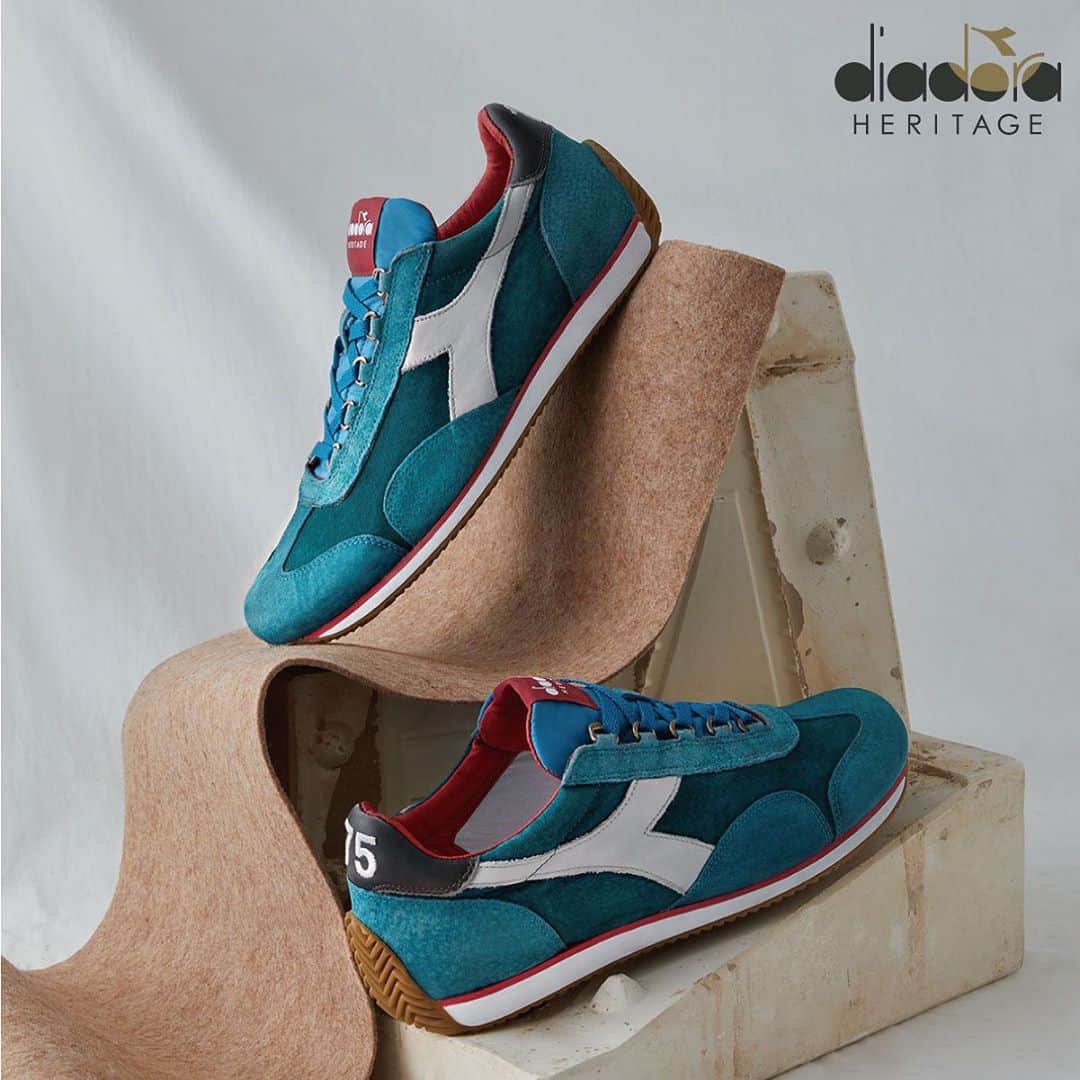 ディアドラのインスタグラム：「. 【diadora NEW PRODUCT INFORMATION】 . "equipe suede sw" . diadora heritage collectionの中で一番人気のスニーカー。 ラスティング工程後にストーンウォッシュをかけることでまるでアスリートに履き込まれたような自然な風合いを再現。 クラシカルかつレトロな雰囲気でカジュアルはもちろんジャケットスタイルとも相性抜群です。 絶妙な配色と色使いが毎回楽しみなアイテムです。 . #diadora #diadoraheritage #equipe #madeinitaly #makeitbright #sneakers #ディアドラ #ディアドラヘリテージ #スニーカー」