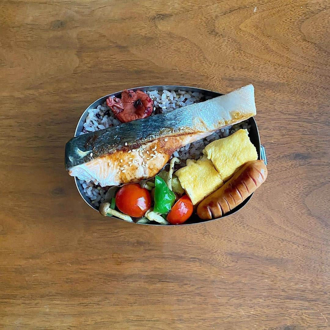 Kana Kobayashiさんのインスタグラム写真 - (Kana KobayashiInstagram)「最近お肉料理率高めだったので 無性に鮭が食べたくなった🐟 今年はサンマが高いなぁー。 #お弁当 #魚弁当 #鮭弁当 中は #のり弁 だよ #あたし飯 #味噌汁 付き #和食 #地味弁当」9月24日 11時37分 - anela_kana