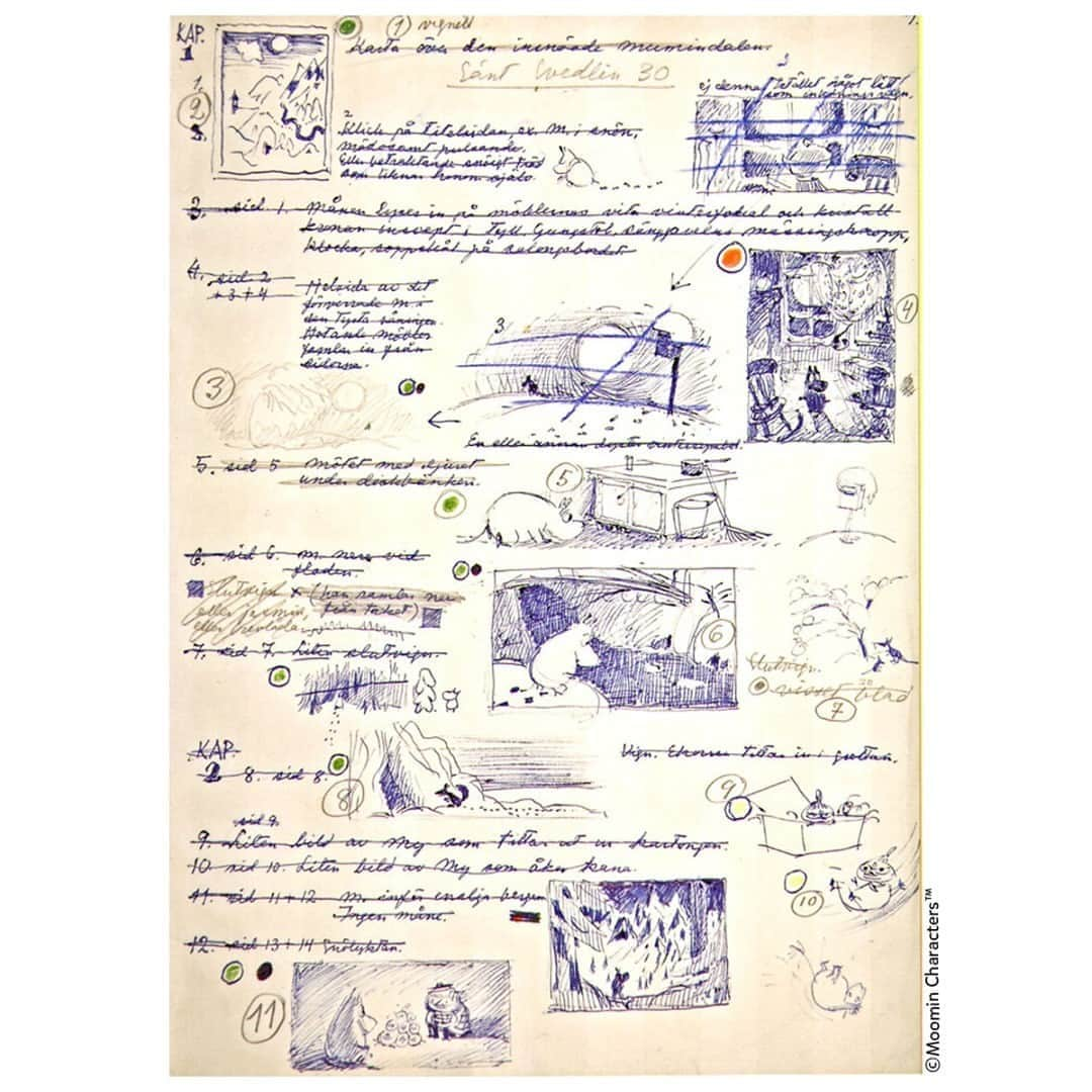 ムーミンさんのインスタグラム写真 - (ムーミンInstagram)「This is how Tove Jansson did her scripts for her Moomin novels! Do you recognize which book this original script is for?🤔  #ToveJansson #moomin #moominofficial」9月24日 16時04分 - moominofficial