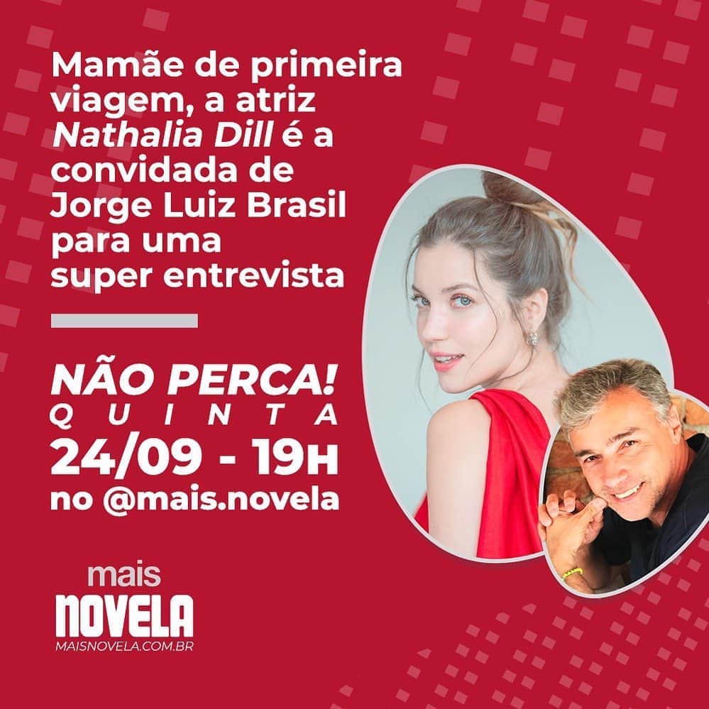 ナタリア・ディルのインスタグラム：「É hoje! Daqui a pouco um papo ao vivo com a @mais.novela, aqui no Instagram.」