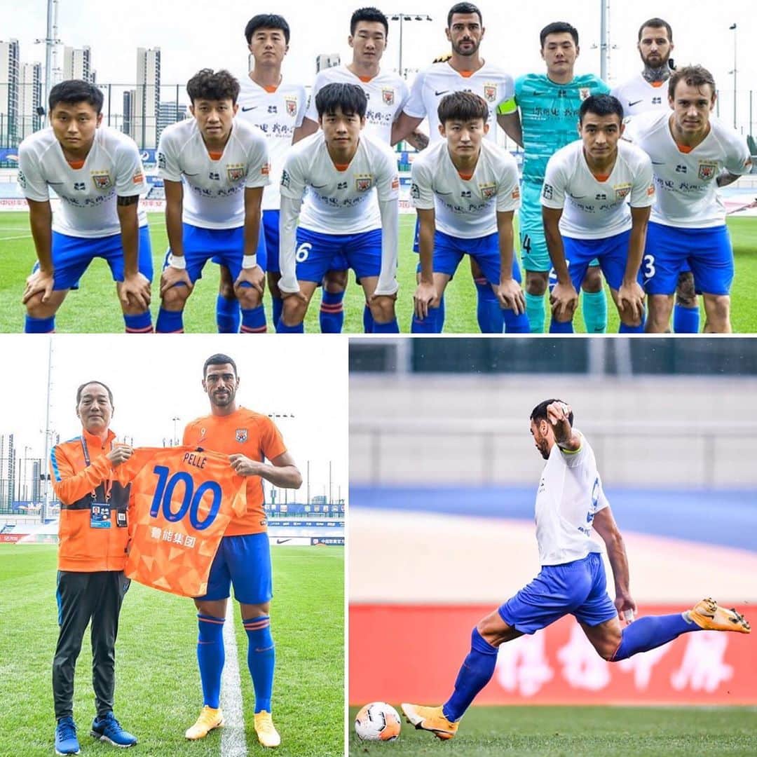 グラツィアーノ・ペッレのインスタグラム：「Nice to celebrate my 100th CSL 🇨🇳 games with a 3 points 💪🏽 and a goal ⚽️ 🧡」
