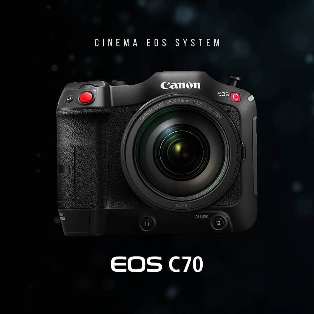 Canon Asiaのインスタグラム：「Introducing the Canon EOS C70, our newest Cinema EOS camera equipped with the revolutionary RF mount for the first time ever! Lightweight and compact, the EOS C70 records rich high-frame rate 4K videos at up to 120p and comes with professional interfaces and features. 🎥 ⚡  .  Plus, professional filmmakers can now use our superior RF lenses, including more than 90 EF lenses when equipped with the optional Mount Adapter EF-EOS R 0.71x! Link in bio. #cinemacamera #canon #eosr #eosc70」