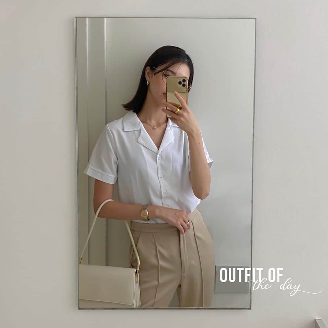 影山可蓮のインスタグラム：「・ ・ Outfit of the day💭 ・ ・ こないだの私服、 たまにはこんなカジュアルな感じも👓 にしても今日涼しいですね🍂 ・ 🏷 TOPS/BAG @ru.mint_shop.ce  PANTS/Pierce @akte_official  ・ ・ ・ ・　 #outfit #ootd  #instafashion #rumint #akte  #minimalstyle #minimalfashion #classicstyle #simpleoutfit #everydaylook  #コーデ #コーディネート #今日のコーデ #私服  #karen_k_outfit」