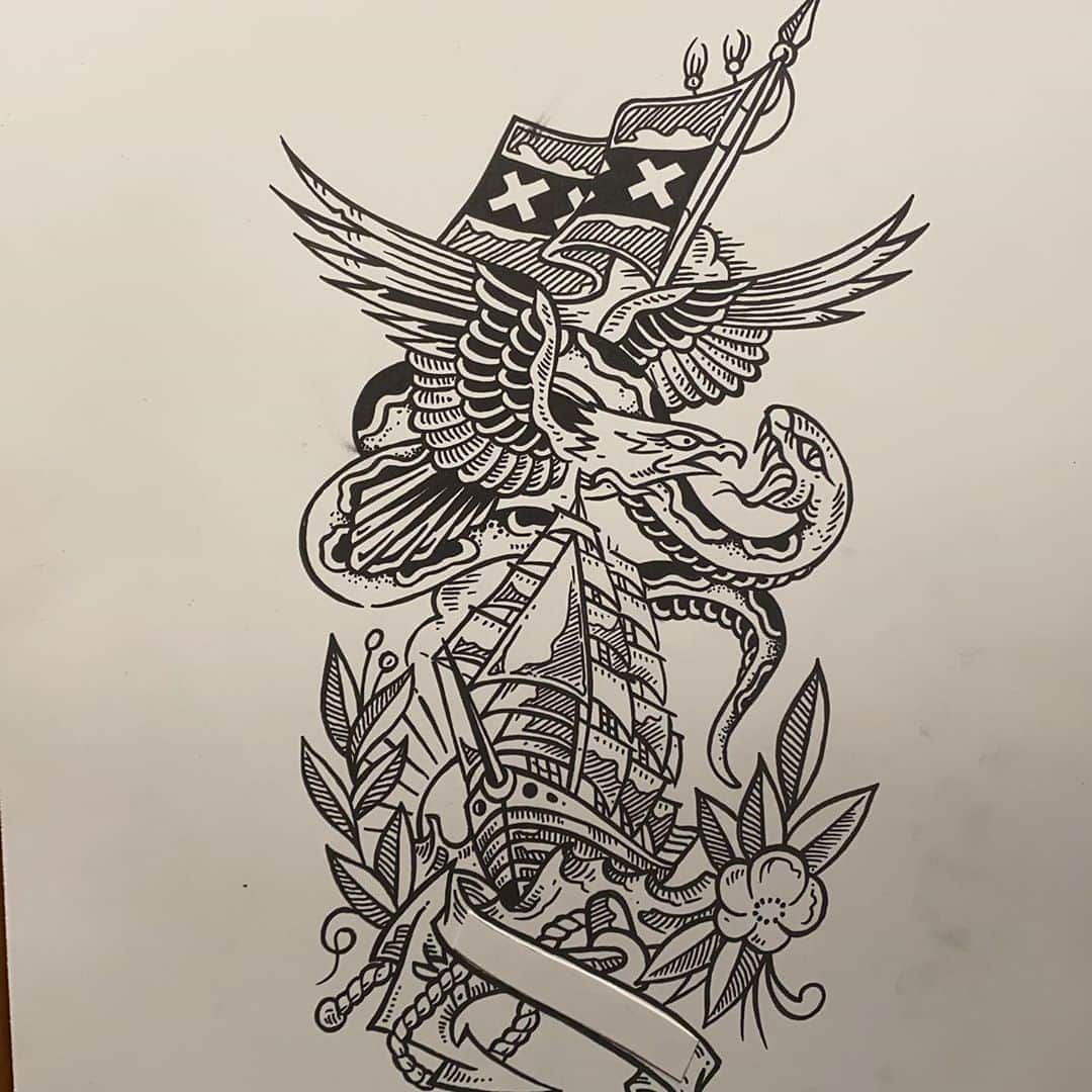 アムステルダム・タトゥー・ミュージアムのインスタグラム：「Redraw tattoo peter #tattoo peter #amsterdam」