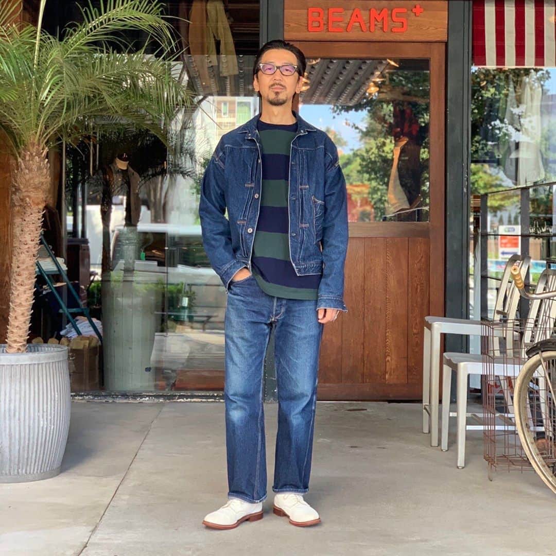 のインスタグラム：「BEAMS PLUS STYLE ＜Warehouse&Co＞  #beams #beamsplus #beamsplusharajuku #harajuku #tokyo #warehouse #warehousecompany #nonpareil #denimbrowse #denimjacket #denimpants #denimwaistoverall #mensfashion #mensstyle #menswear #keepfashionalive」
