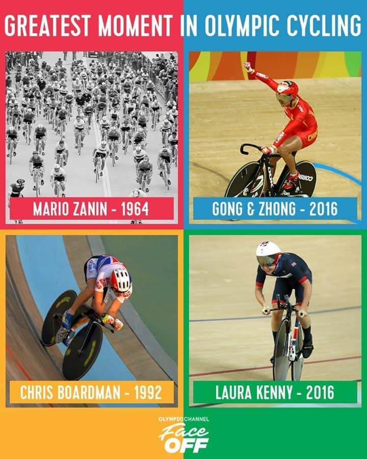 オリンピックチャンネルさんのインスタグラム写真 - (オリンピックチャンネルInstagram)「The greatest moment in Olympics cycling history? 🚲 Here are our top picks, vote for your favourite via our Insta stories!  #FaceOff @uci_cycling @chris_boardmanbikes @laurakenny31」9月25日 2時05分 - olympicchannel_x