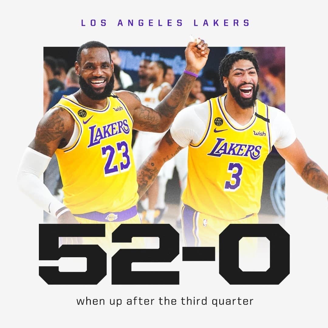 espnさんのインスタグラム写真 - (espnInstagram)「Lakers are undefeated when they’re leading going into the 4th 👀 Best record ever in the shot clock era. (via Elias Sports)」9月25日 12時44分 - espn