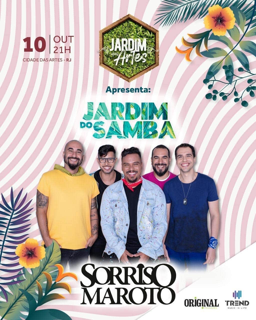 Sorriso Marotoのインスタグラム：「Alô, Riooo! O JARDIM DO SAMBA tá chegando e você não pode perder essa boa!   Dia 10/OUT temos um encontro marcado na Cidade das Artes que vai entrar para a história! Cumprindo todas as normas de segurança e com todo conforto, esperamos vocês nesse super show pra cantar todas com a gente!   As VENDAS já estão ABERTAS e os ingressos estão esgotando, hein! Garanta já seu lounge enquanto ainda dá tempo no site  www.ingressocerto.com」