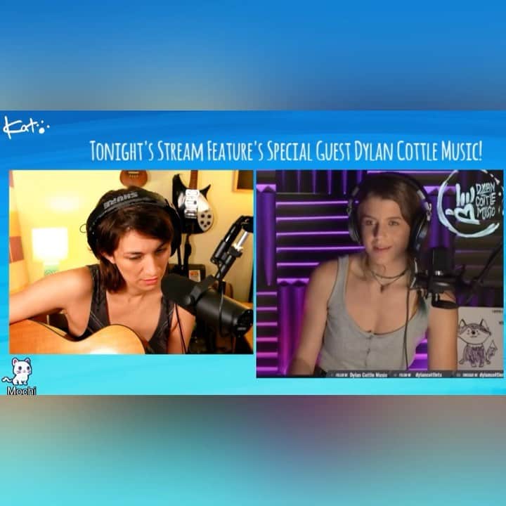 KATのインスタグラム：「Twitch has been soooo much! I am trying out a lot of new things on there! This was from a live songwriting session with @dylancottletx last night and I will be making a music video there for the next few hours! Come and join the fun and madness! #twitch #behindthescenes  最近トィッチで作曲をしたり、レコーディングをしたり、今日はこれからミュージックビデオを作りながらストリーミングします！　是非遊びに来てね！」