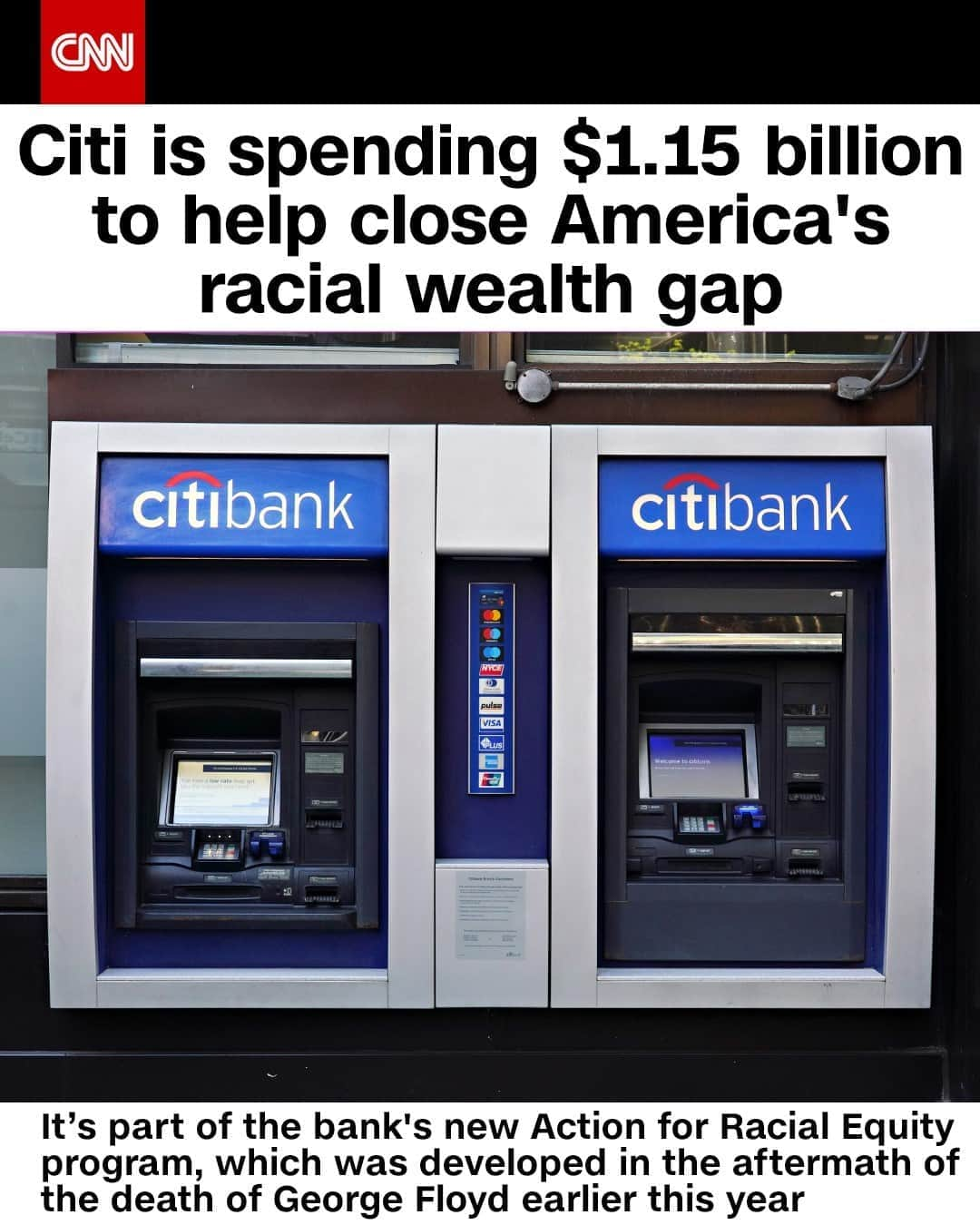 CNNさんのインスタグラム写真 - (CNNInstagram)「Citi announced Wednesday it plans to spend more than $1 billion to help close America's racial wealth gap. $550 million will go to helping more people of color purchase homes and promote affordable housing built by minority developers. About $350 million will be dedicated to procurement opportunities for Black-owned business suppliers.⁠ (📸: Cindy Ord/Getty Images)⁠」9月25日 6時01分 - cnn