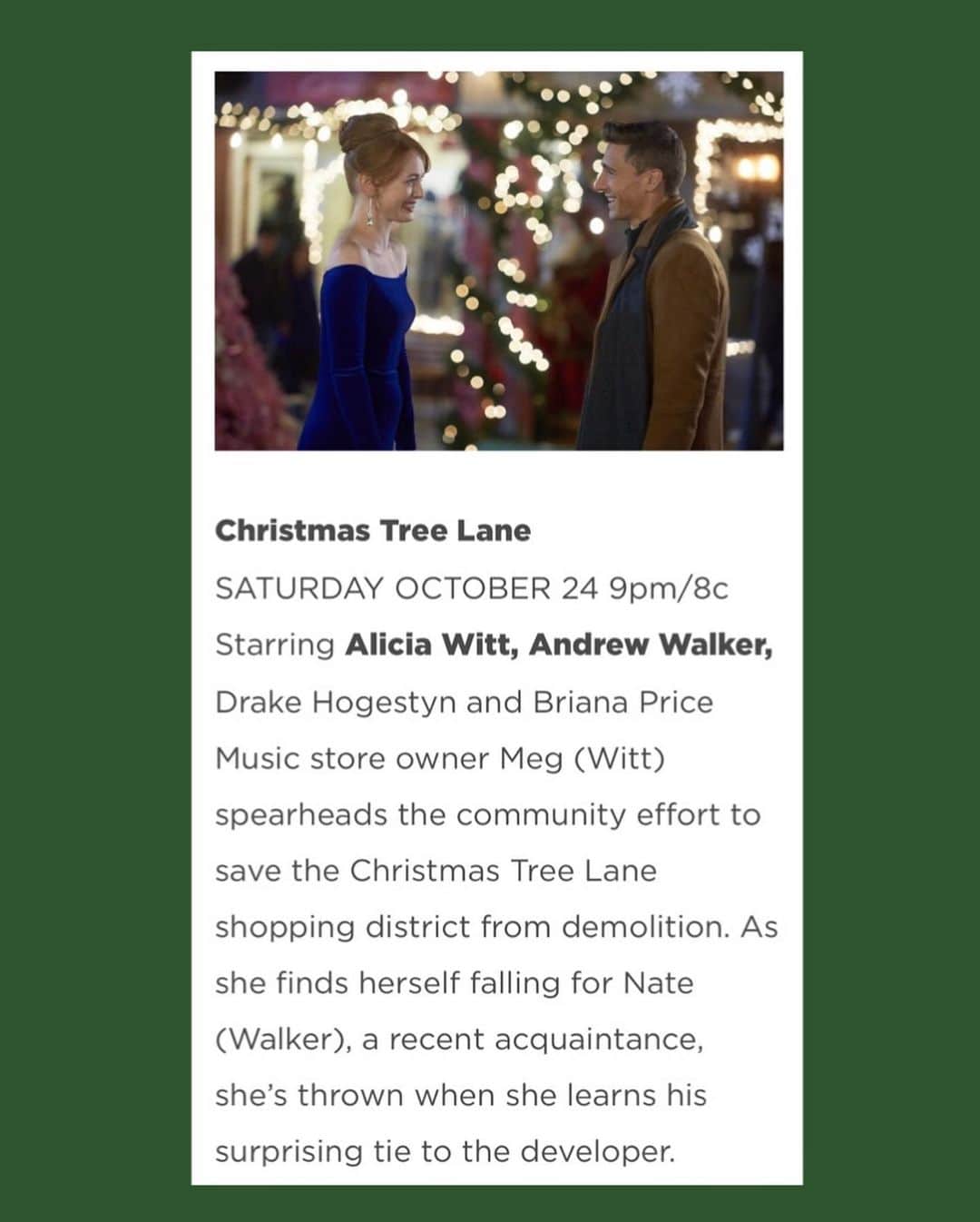 アリシア・ウィットさんのインスタグラム写真 - (アリシア・ウィットInstagram)「let’s look into the light ❤️ if ever there was a year we needed early christmas - i say it’s this one. thrilled to announce that our newest movie, Christmas Tree Lane, is kicking off the hallmark christmas season ... on October 24!!!!!! honored to have two of my original songs in the movie also, and they will be out at the same time🎄🙌🏻 @hallmarkmovie @awalkk35 #hallmarkchristmasmovies #miraclesofchristmas #christmastreelane (PS: if you’re among the handful of people who saw this earlier, you’re not crazy, i did post it before. instagram had a glitch earlier where posts weren’t showing up in people’s feeds, and this news is too happy not to share properly 🙃💫)」9月25日 7時11分 - aliciawitty