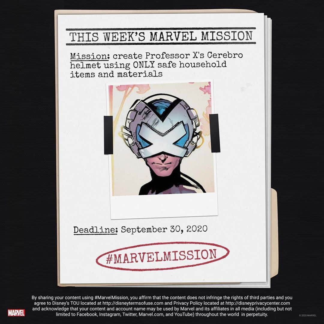 Marvel Entertainmentさんのインスタグラム写真 - (Marvel EntertainmentInstagram)「THIS WEEK'S MISSION: Create Professor X's Cerebro helmet using ONLY safe household items and materials.   You have one week to complete your task. Post your photo or video here with the #MarvelMission hashtag for the chance to be featured in our round-up of favorites! #MarvelAtHome」9月25日 8時00分 - marvel