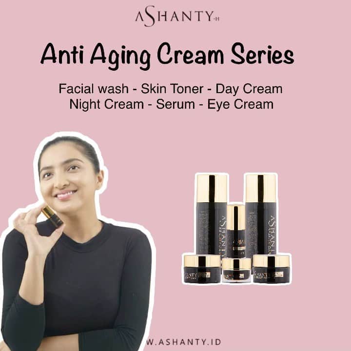ASHANTY BEAUTY CREAM OFFICIALのインスタグラム：「Anti Aging Cream Series membuat wajah lebih cerah dan berseri, membantu mencegah timbulnya tanda penuaan dini pada kulit wajah 😍  Satu paket Anti Aging Cream Series : • Facial Wash • Skin Toner • Day Cream • Night Cream  • Serum • Eye Cream _____________________________ Informasi dan pemesanan  Ashanty Beauty Cream Chat Via WA : WA: 087778489900 WA: 081293823950 WA: 081287388885 WA: 085781140354 ⚡️ Fast Respons Click Link On Bio Instagram @ashantyid ❣️ ______________________________ #ashantybeautycream #creamashanty #skincareashanty #skincare #skincareartis #skincarelokal #creamwajah #creamperawatanwajah #obatjerawat #jerawat #kosmetik #krimwajah #creamwajah #whiteningcream #ashantyid #ashanty」