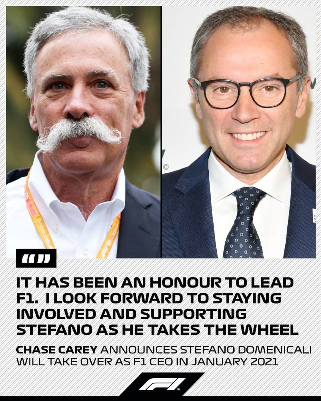 F1さんのインスタグラム写真 - (F1Instagram)「Liberty Media have confirmed that Stefano Domenicali will take up the role of President and CEO of Formula 1 in January 2021 .  Chase Carey will move to the role of non-executive Chairman .  #F1 #Formula1」9月25日 22時09分 - f1