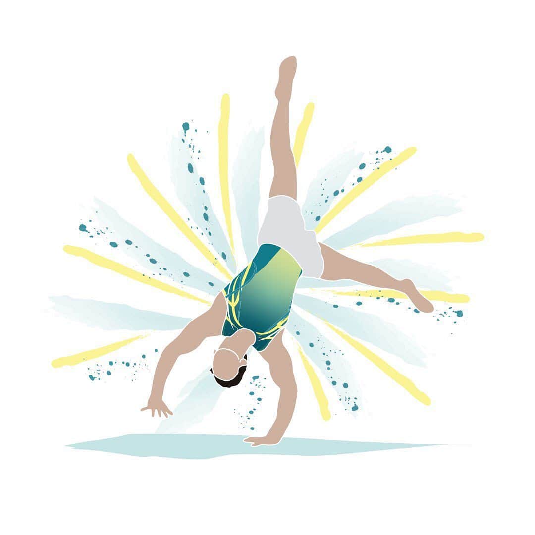 エミリー・チャンのインスタグラム：「@michaeltone 🇦🇺 #australia #gymnastics #illustration #sports」