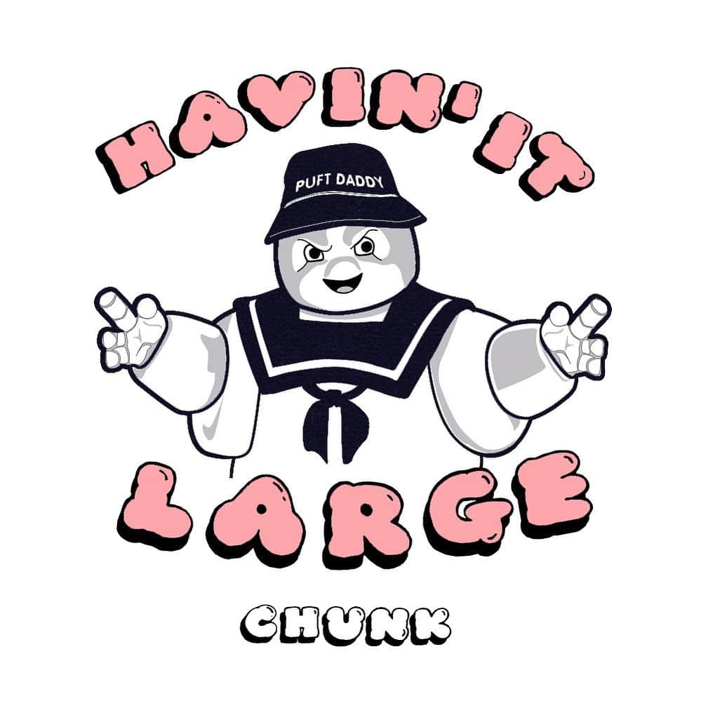 のインスタグラム：「Havin’ it! . . . . . #wearechunk #chunk #chunkclothing #hypebeastart#hypebeastart #cnk #cnkclothing #london #art #graphics #graphicdesign #tshirt #tshirtdesign #design #music #idea #concept #techno #humour #rock #guitar #streetwear #street #teeshirts #teeshirt #geekstyle #ghostbusters #puft #tees #popculturetees #graphictee #tshirt」