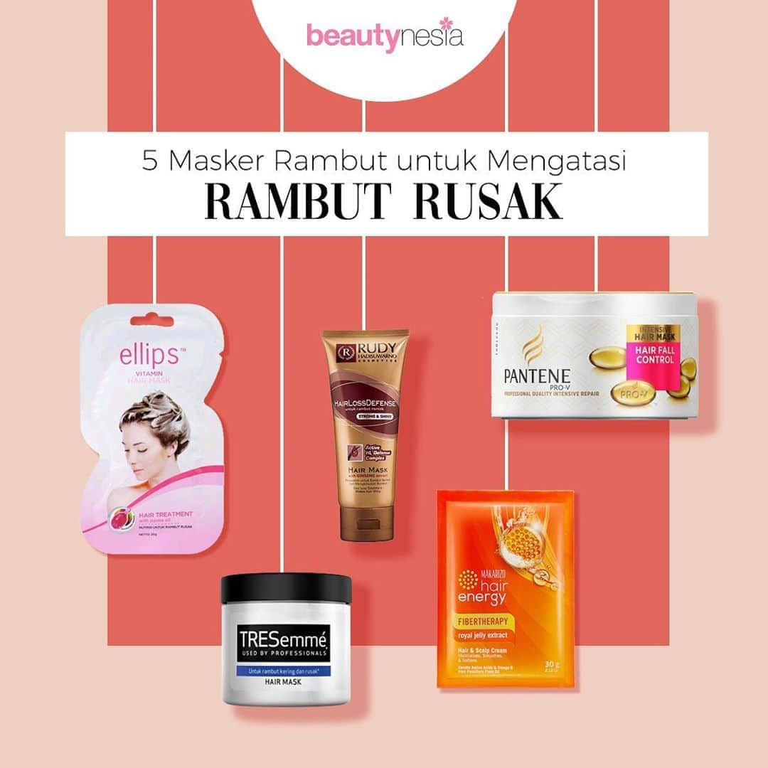 Beauty | Health | Fashionさんのインスタグラム写真 - (Beauty | Health | FashionInstagram)「Hi Beautynesian! Siapa yang menganggap selama ini shampo sama conditioner sudah cukup untuk merawat rambut rusak ? Nyatanya, penggunaan masker rambut juga sangat penting lho untuk membantu menutrisi rambut yang kering, rusak, dan bercabang agar lebih sehat. Nah Beautynesia kali ini mau kasih kamu rekomendasi masker rambut yang membantu untuk mengatasi rambut rusak.⁣ ⁣ 1. Ellips Hair Mask Hair Treatment⁣ 2. Makarizo Hair Energy Fibertherapy Hair & Scalp Cream⁣ 3. Pantene Hair Fall Control Intensive Hair Mask⁣ 4. Rudy Hadisuwarno Hair Loss Defense Hair Mask⁣ 5. TRESemme Deep Repair Hair Mask⁣ ⁣ Favorite kamu yang mana nih ?⁣ ⁣ #BeautynesiaID #RekomendasiBeautynesia #MaskerRambut #MengatasiRambutRusak #RambutRusak #tipskulitsehat #rambutrontok #perawatanrambut #rambutkering #rambutkeriting #rambutsehat #rambutrusak #vitaminrambut #serumrambut」9月25日 14時55分 - beautynesia.id