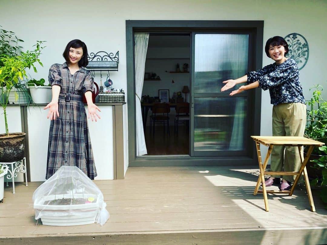 山口もえのインスタグラム：「やさいの時間📺 次回はひとつのプランターで二色の小カブを育てます🥗 小カブには白、ピンク、赤や黄色と色々なものがあるようです❣️ 家庭菜園における長雨の時の肥料の与え方や台風のしのぎ方をタカさんから教えてもらいました💕 是非お楽しみに✨  やさいの時間📺 9月27日 Eテレ　8:00〜 10月1日 Eテレ  12:00〜  #やさいの時間#TV#小カブ #家庭菜園#プランター菜園 #深町貴子　さんと💕 #山口もえ #ただいま　😂😂😂 #だいすきな#撮影」