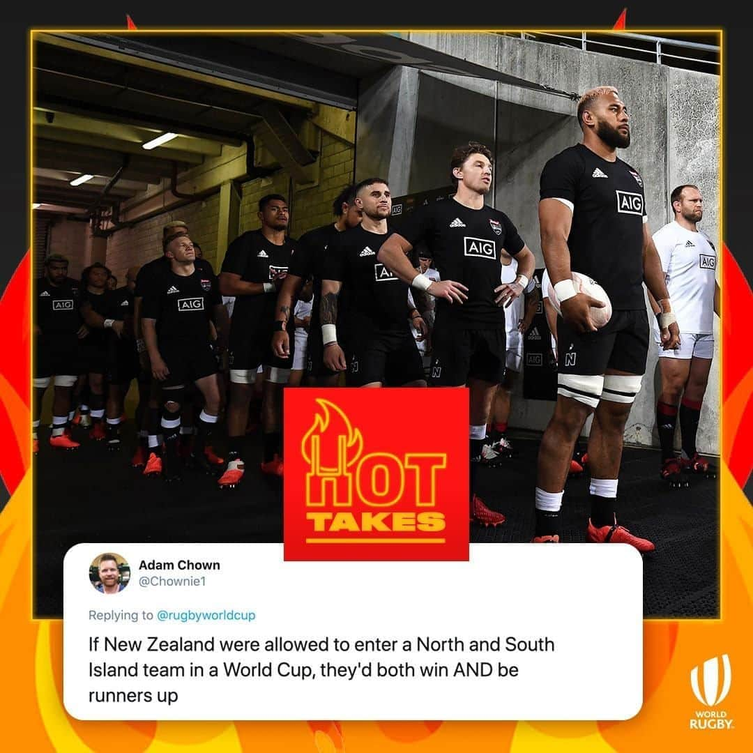 ワールドラグビーさんのインスタグラム写真 - (ワールドラグビーInstagram)「Could the @allblacks win RWC gold with two different teams? Let us know below ⬇️  🔥 Remember to keep sending us your Hot Takes...」9月25日 17時12分 - worldrugby