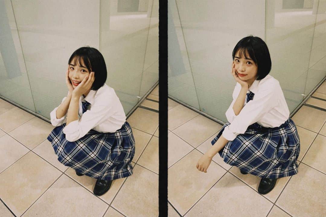 麻生果恩のインスタグラム：「じぇーけー‼️ . . #fjk#jk#黒髪ボブ #制服#instagram#instagood#instalike」