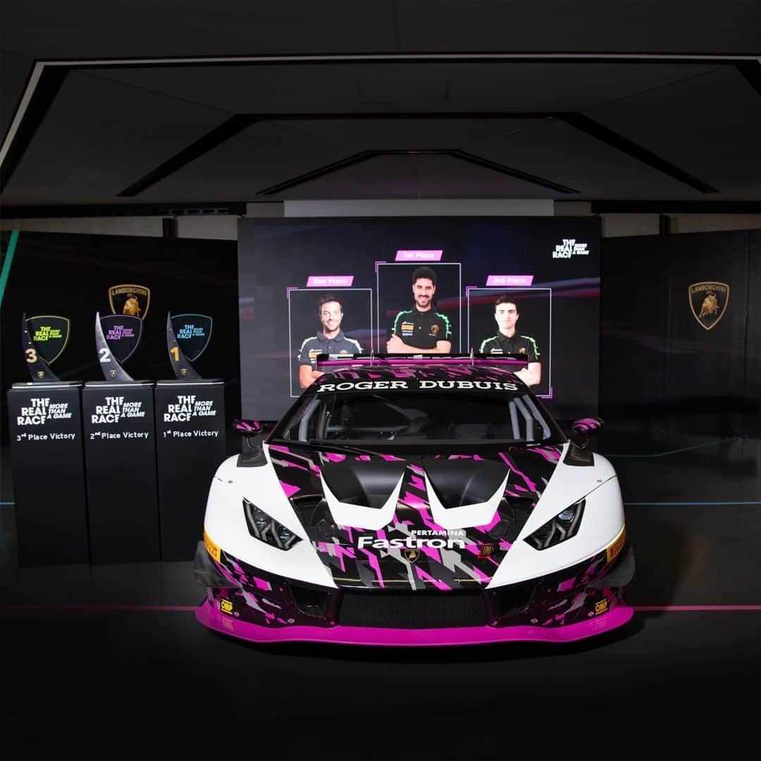 ランボルギーニのインスタグラム：「A glorious win and exciting opportunities. This is the synopsis of Lamborghini's first ever The Real Race Esports competition. Following what was a truly spectacular event, Nils Naujoks emerged victorious against eleven other drivers and the winners will get to be a part of a unique Lamborghini experience.  #Lamborghini #LamborghiniEsports」