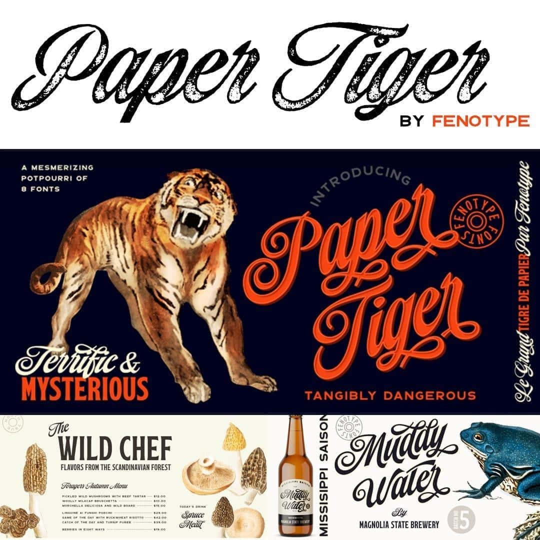 myfontsさんのインスタグラム写真 - (myfontsInstagram)「The newest addition to our Key Foundry Partner program, Fenotype Fonts’ Paper Tiger is a mix of Victorian display and psychedelia; it will shine in a wide range of display work, and is currently 60% off: https://bit.ly/2ZWIZww」9月25日 21時09分 - myfonts