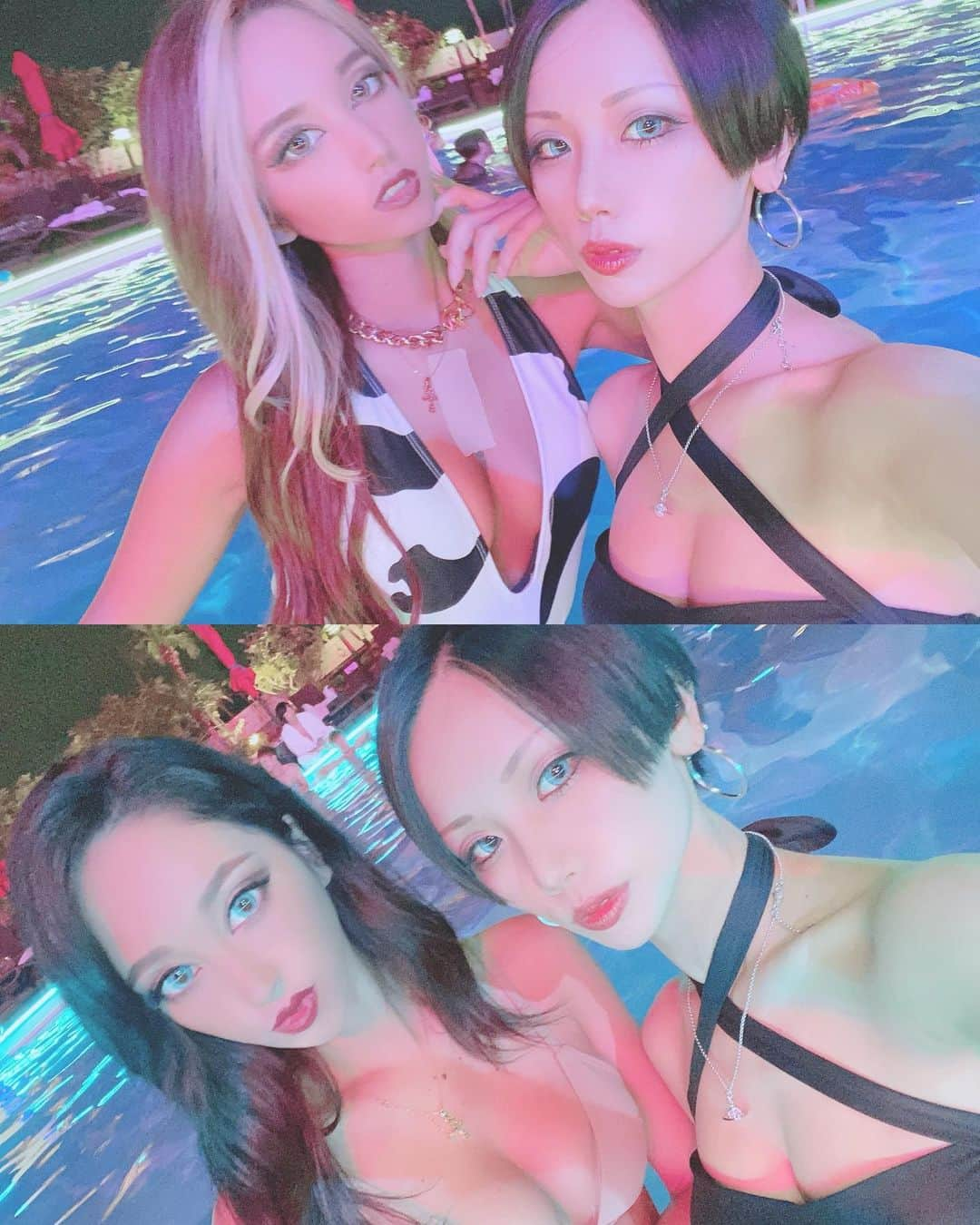 サヤカさんのインスタグラム写真 - (サヤカInstagram)「🥀 . 4姉妹でナイトプール . #me #makeup #fashion #pool #sistar #shorthair #instalike #instagood #instafollow #ナイトプール #4姉妹」9月25日 21時13分 - sxlonewolf