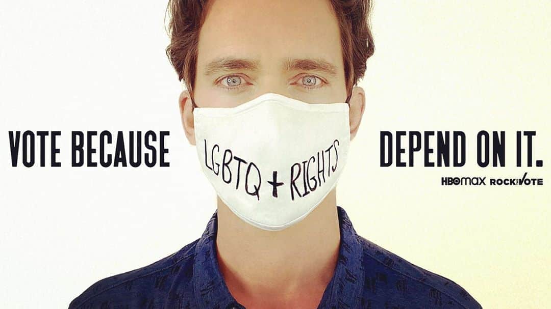 マット・ボマーのインスタグラム：「#votebecause LGBTQ+ rights depend on it. If you haven’t already, register to vote with @rockthevote. It’s quick and easy. @hbo @hbomax」