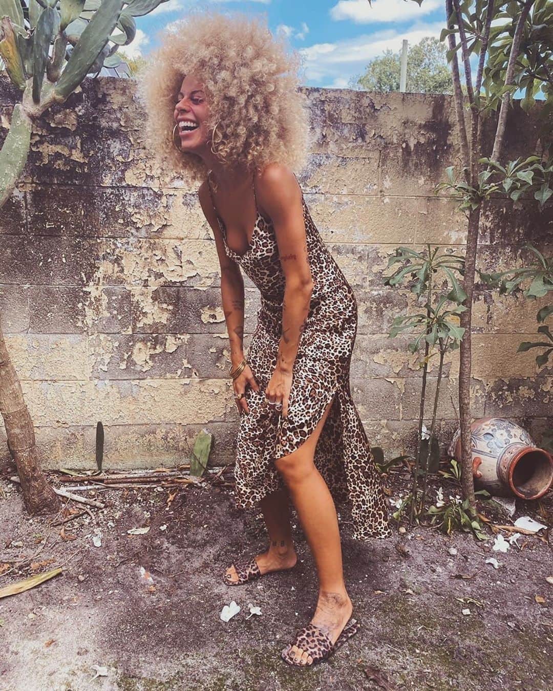 ダニジョーのインスタグラム：「JUNGLE FEVER 🐆 @junglejohanna in the leopard slip living her best life (also THAT HAIR!!!) #dannijogirls」