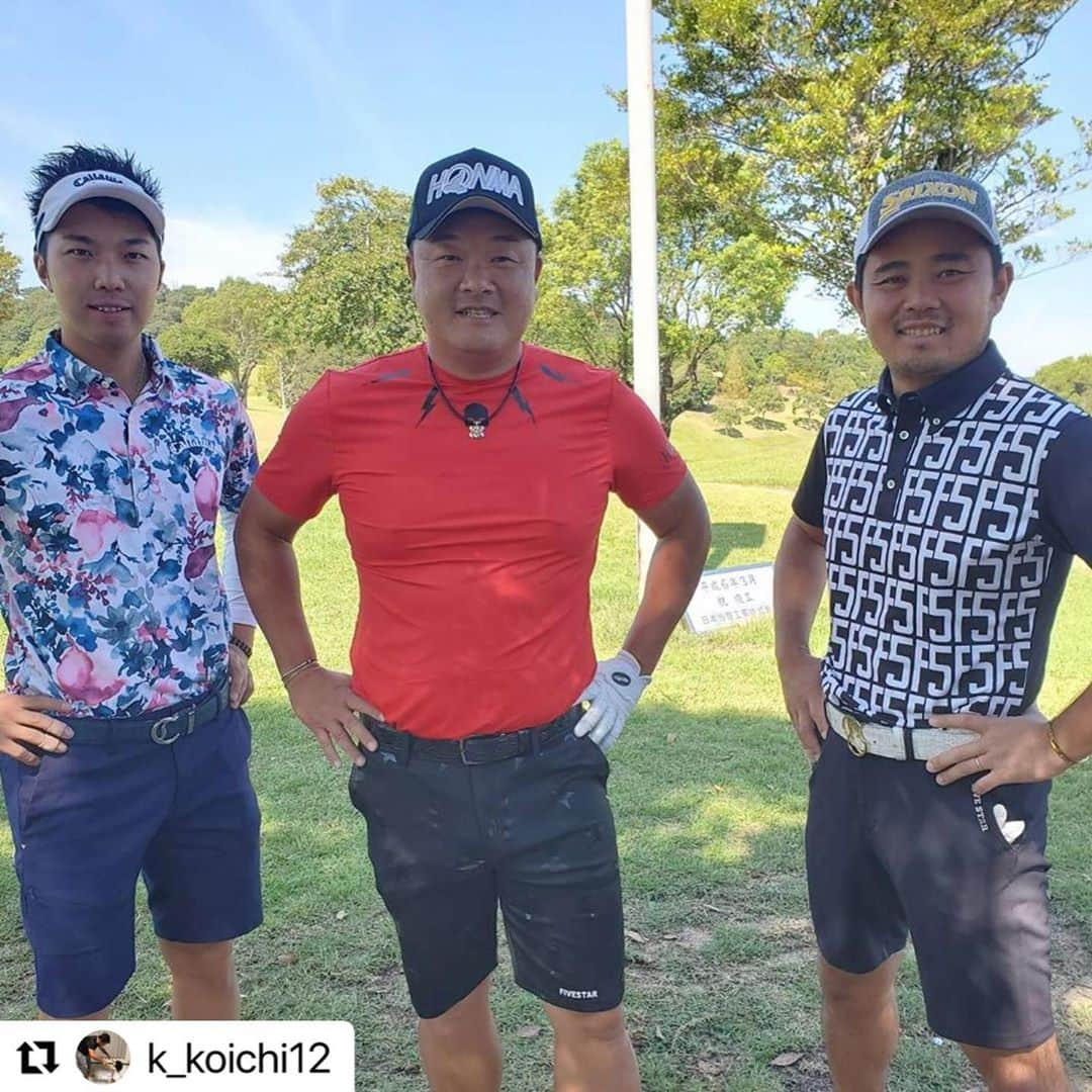 FIVESTARさんのインスタグラム写真 - (FIVESTARInstagram)「#Repost @k_koichi12 with @make_repost ・・・ 今からラウンド。孔明さんと章太郎と。 行ってきまーす！  #ｺﾞﾙﾌ #SRIXON #5five_star5 #ダック技建 #やよい軒 #福岡 #スタエフ #ミッションバレー」9月25日 23時41分 - 5five_star5