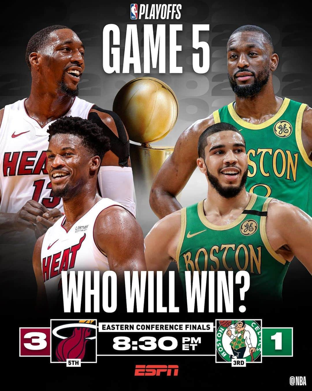 NBAさんのインスタグラム写真 - (NBAInstagram)「Will the @miamiheat advance to the #NBAFinals... or will the @celtics force a Game 6 in the Eastern Conference Finals??  Find out 8:30pm/et on ESPN!」9月26日 0時06分 - nba