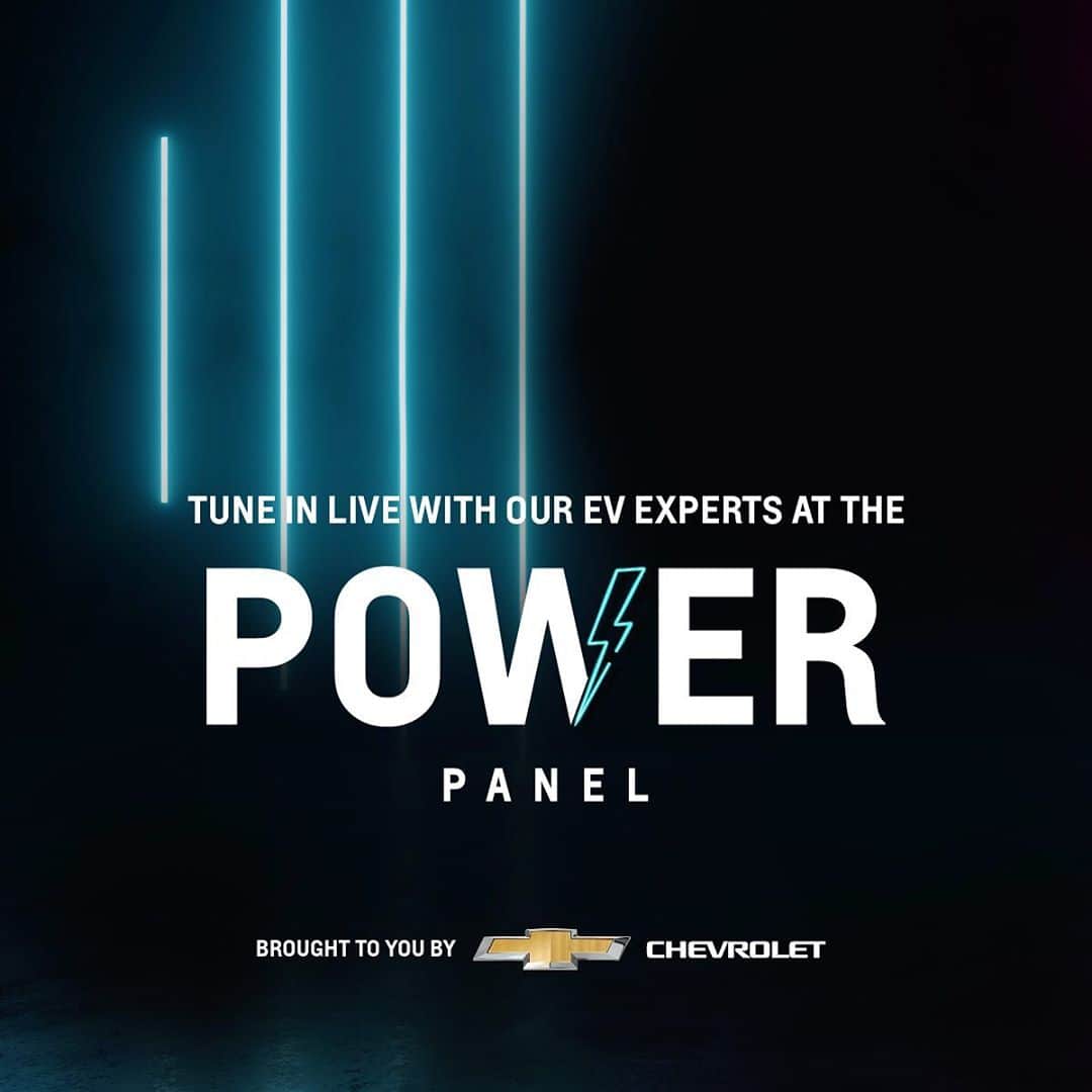 シボレーのインスタグラム：「Tune in to our Power Panel: Ask the EV Experts on October 1 at 3 p.m. EDT on our YouTube channel to hear from EV Charging Manager, Kelly Helfrich, and Program Engineering Manager, Rob Mantinan, as they answer your questions about our electric vehicles.」