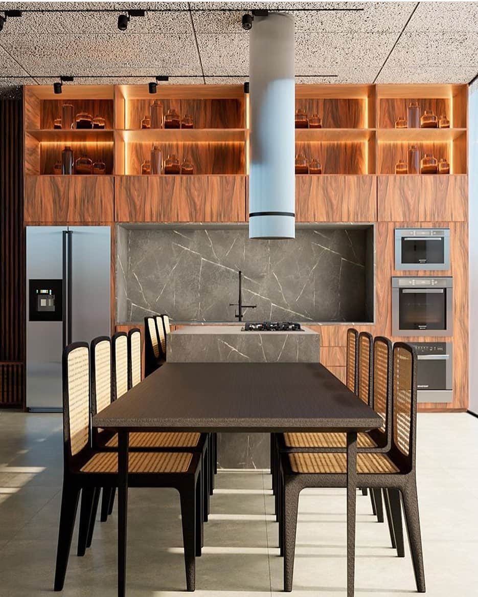 Inspirationのインスタグラム：「Kitchen ✨ Arquitetura & interiores  Design by @ranielliterraarquitetura 📍 Alphaville Jacuhy Casas. #decoreinteriores #decorcriative」