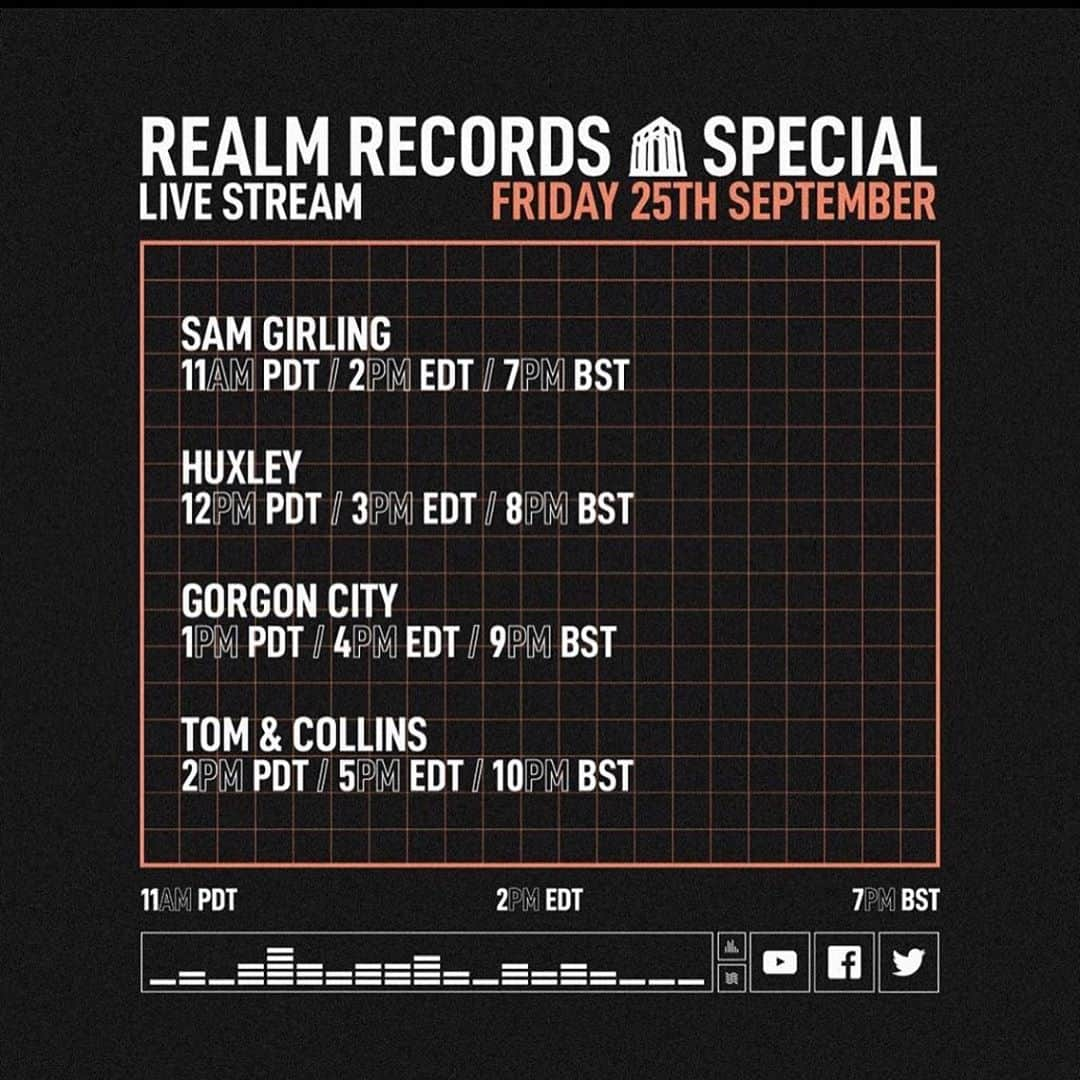 Gorgon Cityさんのインスタグラム写真 - (Gorgon CityInstagram)「🚨🚨🚨 REALM LIVESTREAM TONIGHT!!! 🚨🚨🚨We’ve got a special four hour stream coming at you featuring our good friends @samwgirling @huxleymusic & @tomandcollins .... 7pm BST on Facebook, YouTube and twitter! Come join us as we party in the studio, playing new music and drinking Another Realm beer 🍻」9月26日 0時57分 - gorgoncity