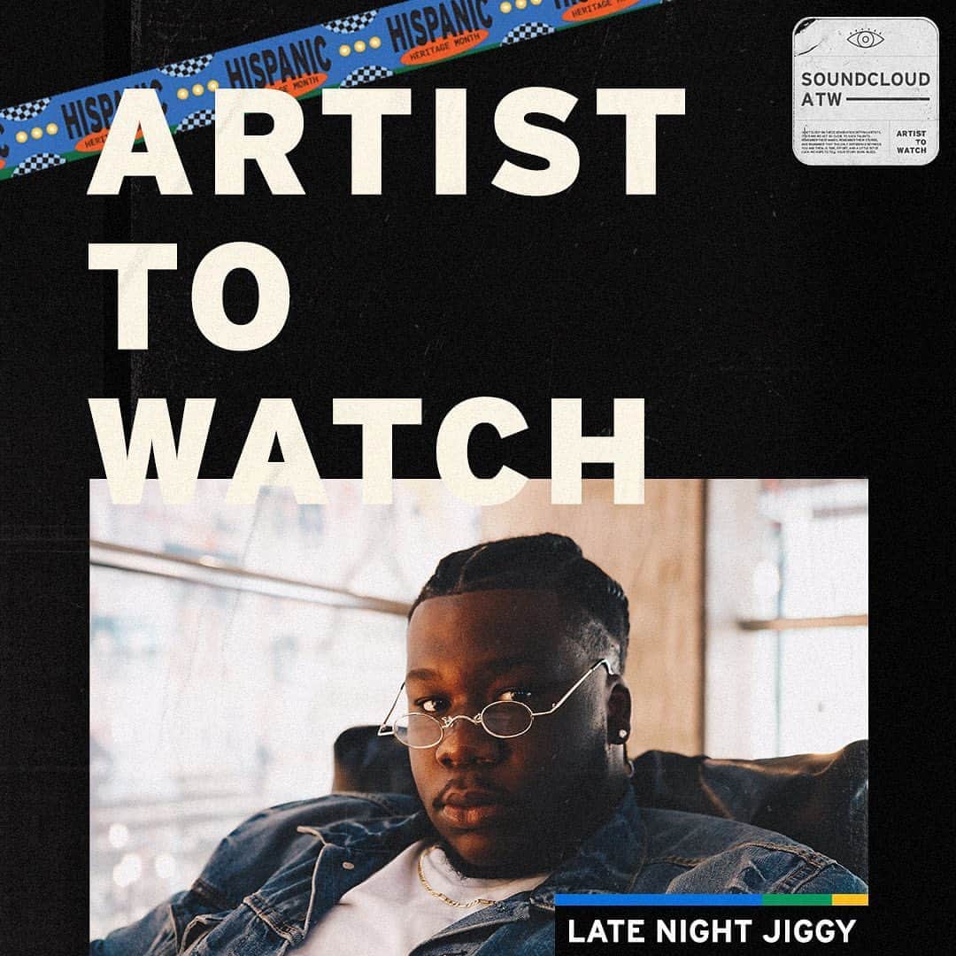 サウンドクラウドのインスタグラム：「#ATW this week is @latenightjiggy. From the DMV with a Dominican upbringing, this artist's influences include MJ, Drake, and Popcaan to name a few. ⁠⠀ ⁠⠀ ⁠⠀ Check out his latest at the link in bio. ⁠⠀ ⁠⠀」