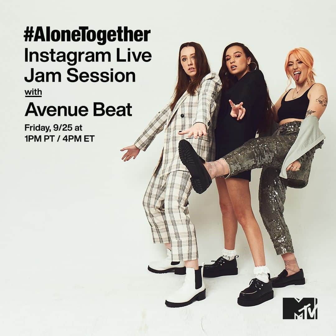 MTVさんのインスタグラム写真 - (MTVInstagram)「It's Friday AND we get to vibe with @avenuebeat on my IG Live today?? I'M SO HAPPY. Don't miss their #AloneTogether jam session at 1p PT / 4p ET. 🤘」9月26日 3時00分 - mtv