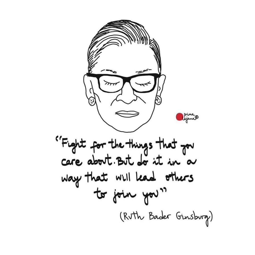 のインスタグラム：「“Fight for the things you care about. But do it in a way that will lead others to join you” - #RBG 🤍💡」