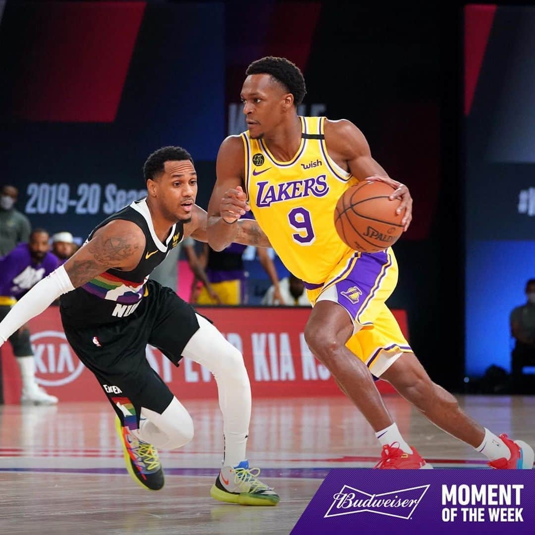 Los Angeles Lakersさんのインスタグラム写真 - (Los Angeles LakersInstagram)「Rondo’s playmaking and timely shooting in last night’s victory is our @budweiserusa Moment Of The Week.」9月26日 10時44分 - lakers