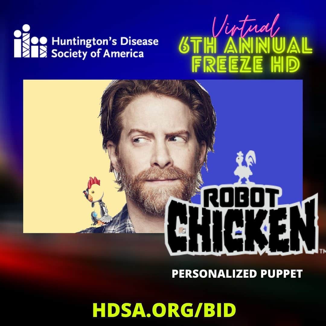 セス・グリーンのインスタグラム：「TONIGHT!  Saturday, Sept 26th, 6-8:15pm PST  Join us for a completely FREE virtual event hosted by @scottporter aka @skittishkid with special guests, music, and an EPIC virtual auction  Benefiting the Huntington’s Disease Society of America @hdsanational to fight #HuntingtonsDisease  Go to HDSA.org/FreezeHD to sign up for the event, donate, or BID on items like mine!  Link in my bio  #FreezeHD #PartOfTheFamily @wefreezeHD」
