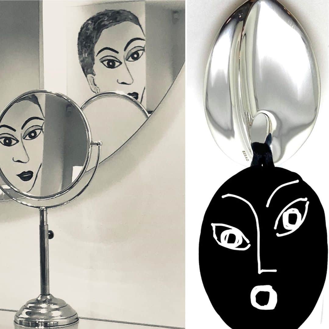 ホアキンベラオのインスタグラム：「Collage de fotos con dibujo y colgante de plata」