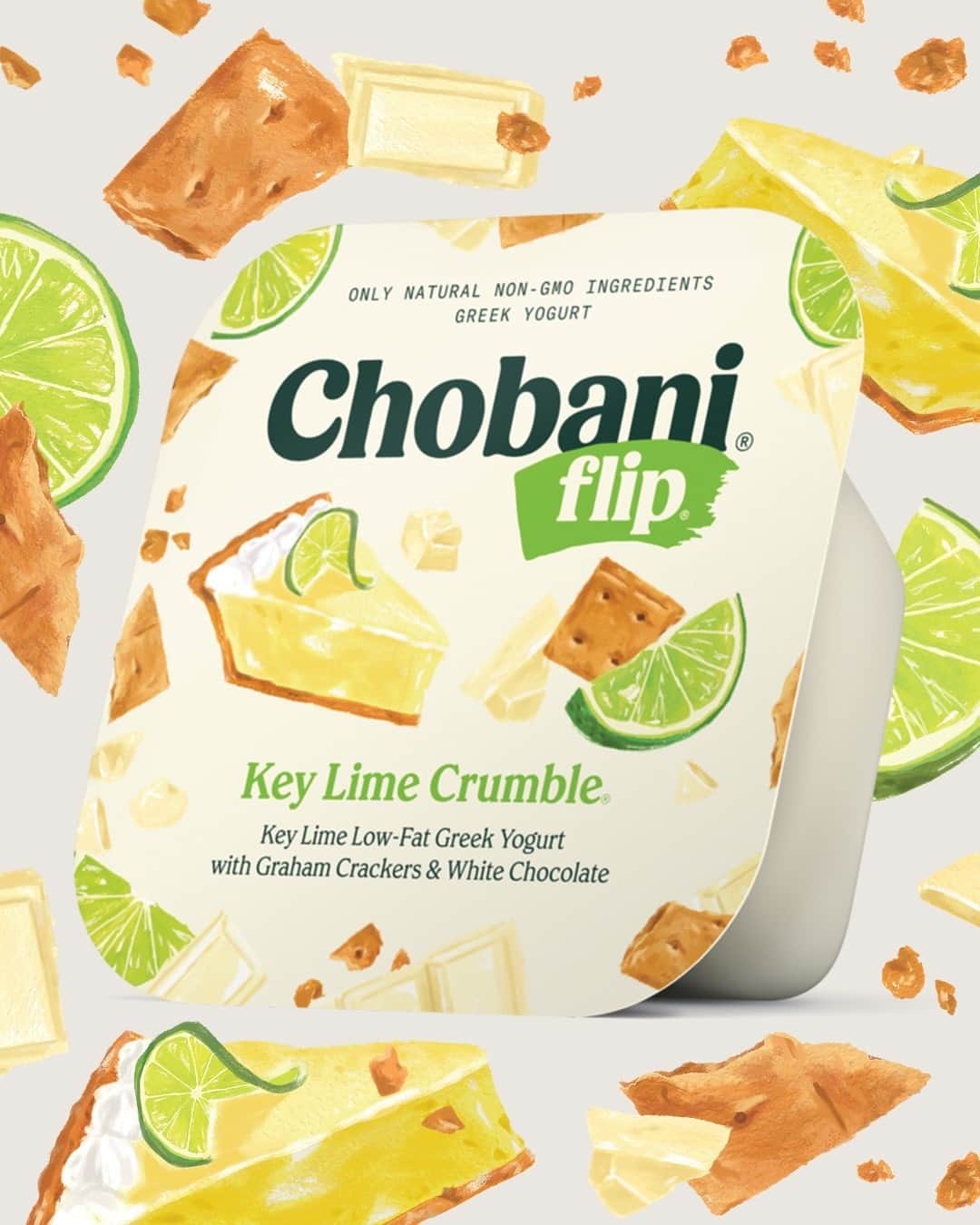 Chobaniのインスタグラム：「Sweet yet tart, creamy with a crunch, Chobani Flip Key Lime Crumble is a little slice of the tropics you can enjoy anywhere, anytime 🌴 #keylimepieday」