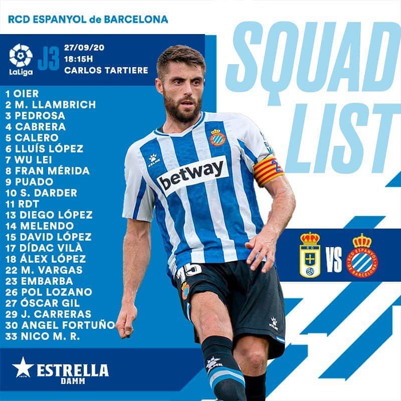 RCDエスパニョールさんのインスタグラム写真 - (RCDエスパニョールInstagram)「📋 Llista de convocats 🆚 Real Oviedo 📋 Llista de convocats 🆚 @realoviedo  📋 Squad list 🆚 Real Oviedo 📋 大名单🆚皇家奥维耶多   #RCDE  #RealOviedoEspanyol」9月27日 0時29分 - rcdespanyol