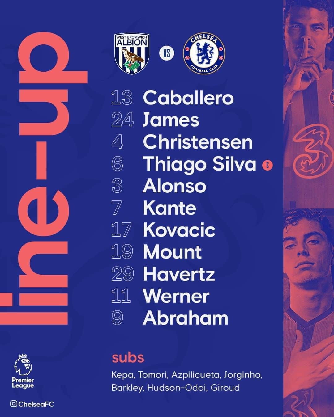 チェルシーFCさんのインスタグラム写真 - (チェルシーFCInstagram)「Our starting 11 for #WBACHE! 💪 #CFC #Chelsea」9月27日 0時30分 - chelseafc