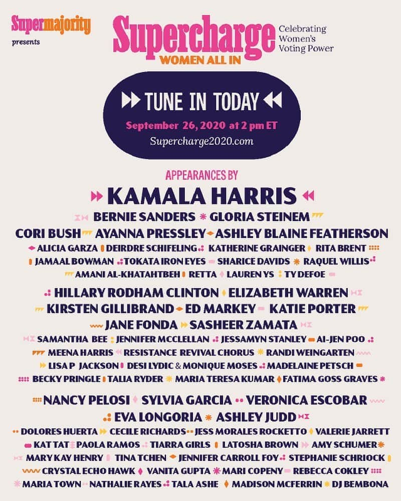 エイミー・シューマーさんのインスタグラム写真 - (エイミー・シューマーInstagram)「Today’s the day I am SO excited for @supermajority’s #Supercharge2020, a virtual event celebrating women’s political power. Tune in and join me, @kamalaharris, @hillaryclinton, @elizabethwarren, @evalongoria, @thesheertruth, and thousands of women across the country from 2-5 ET!」9月27日 0時36分 - amyschumer